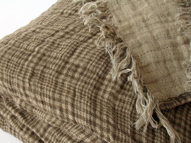 Brown Linen Throw Blanket / Double Sided Soft Linen Blanket / Etsy