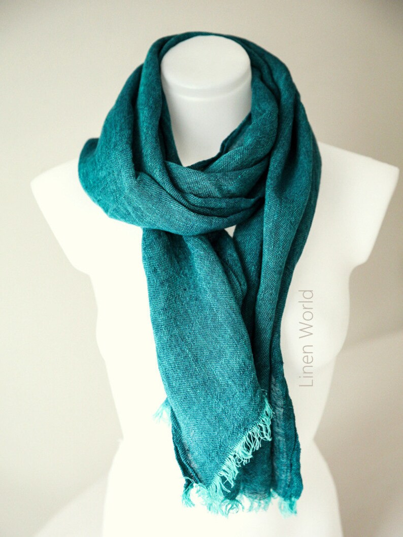 Emerald Green Linen Scarf. Pure linen scarves for women and Etsy