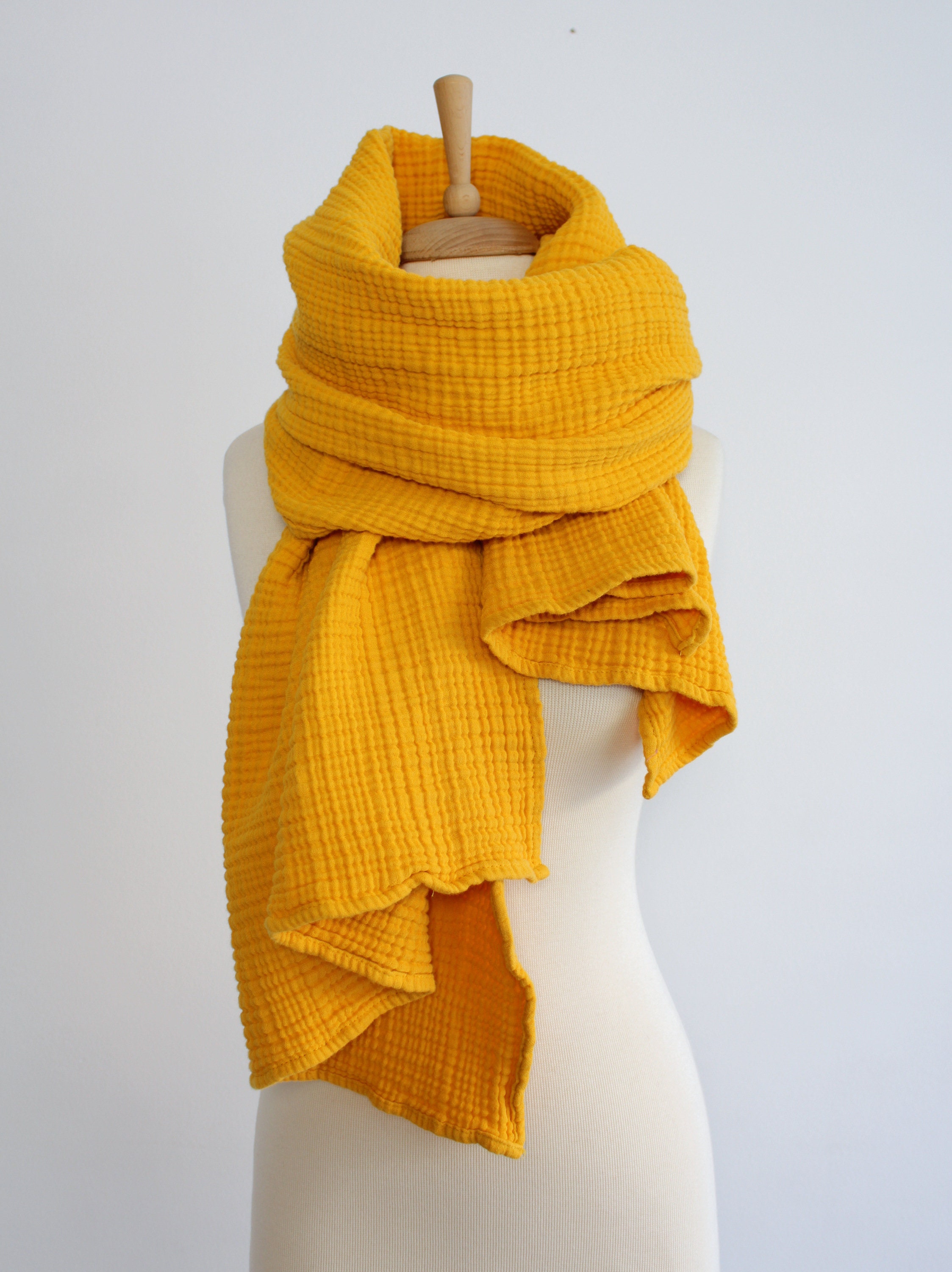 Mustard Yellow Scarf Women Soft 100 Cotton Scarf Large Etsy