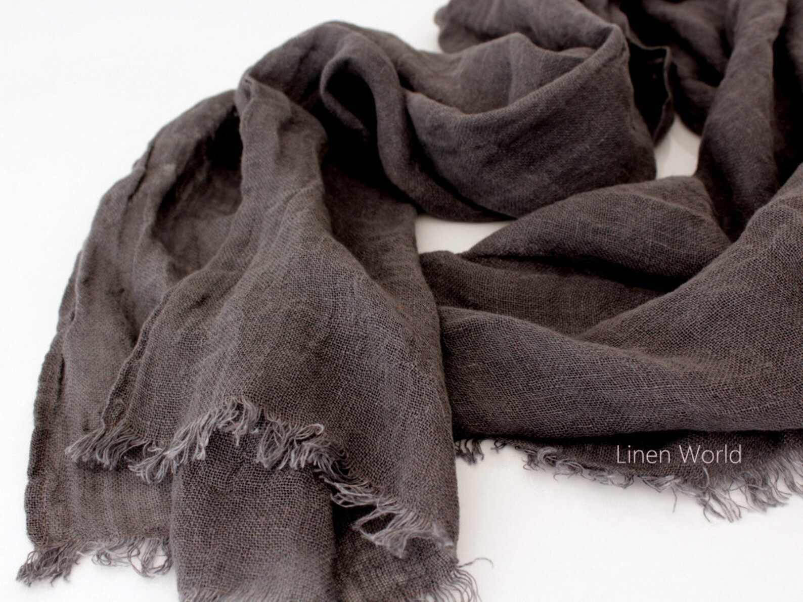 Grey Linen Scarf Oversized Bohemian Pure Linen Scarf Shawl for Etsy