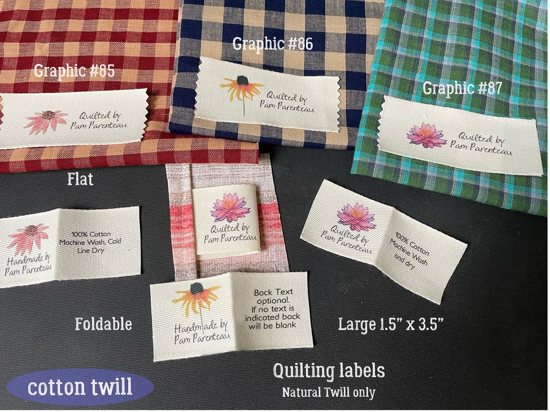 Labels for Quilts. Easy to Sew On. Watercolor Flowers. Large Etsy