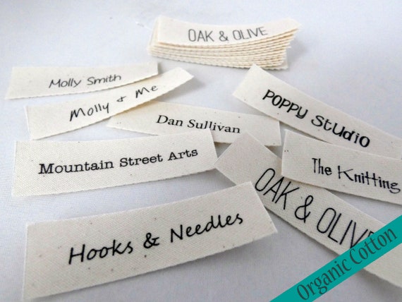 Iron On Organic Cotton Personalized Clothing Labels with Watercolor Hearts
