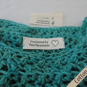 Personalized Labels for crocheted items. Easy to sew in labels.  Gift for Crocheter