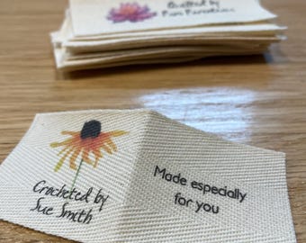 Labels for Quilts | Easy to sew on | Watercolor Flowers | Large size-1.5" x 3.5"