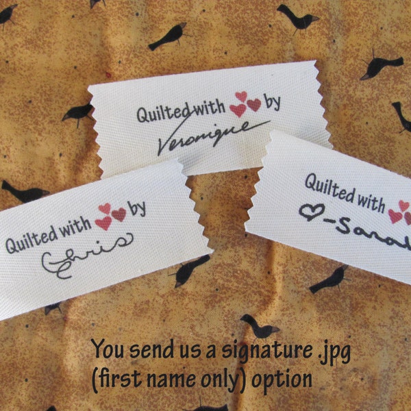 Large Signature Personalized Quilting labels- size-1.5" x 3.5"