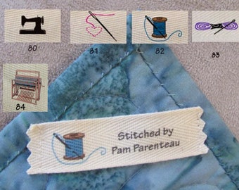 Sewing  and weaving themed Small size Clothing Labels 3/4" x 2 3/4"
