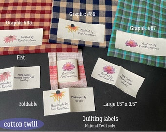 Labels for Quilts. Easy to sew on. Watercolor Flowers. Large size-1.5" x 3.5"