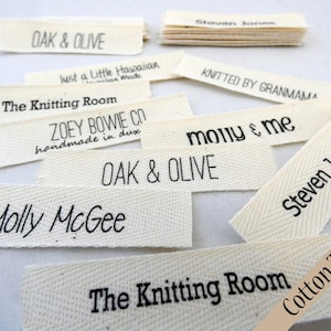 Custom Name, Fabric Labels | Text only | 100% Natural Cotton Twill| Sew-In Personalized Tags | branding labels