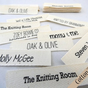 Name Labels, clothing labels, Name Labels TEXT only labels -Natural Cotton Twill, Sew in. Do not send a graphic or logo.