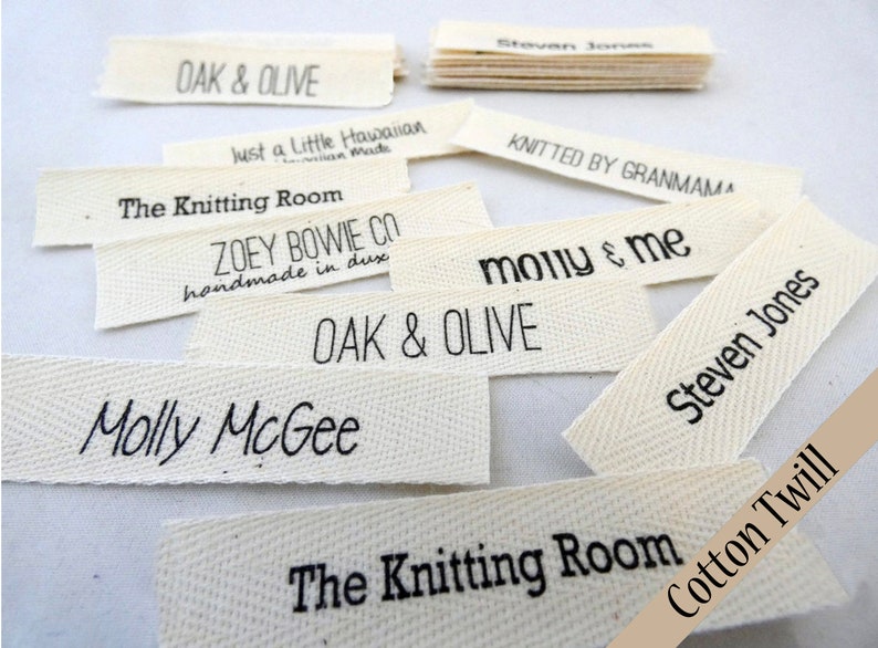 SEW ON-Name Labels, Text only labels Name Labels-Cotton Twill-Do not send a graphic 