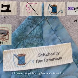 Sewing  and weaving themed Small size Clothing Labels 3/4" x 2 3/4"