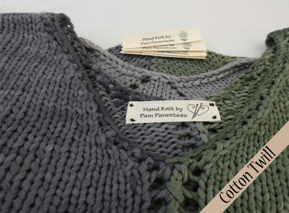 Personalized Cotton Twill Labels: Hand Knit Sewing Tags