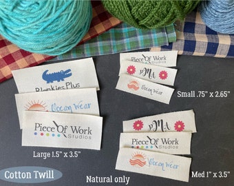 Your Logo Cotton Twill Sew in Labels Using your Logo, Custom Clothing Labels