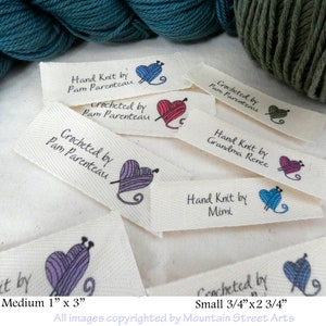 Knitting or Crochet Labels with Yarn Heart-Sew in only