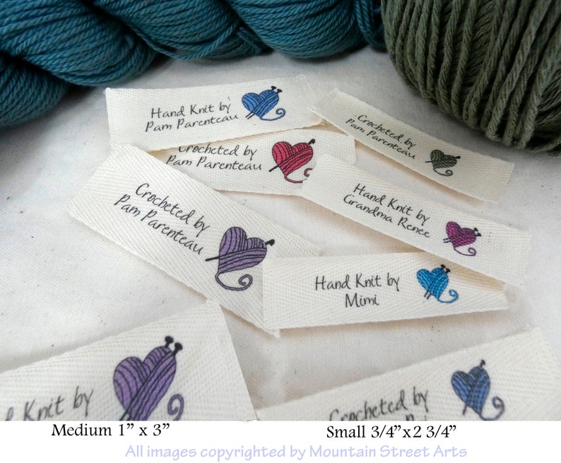 Knitting or Crochet Labels with Yarn Heart-Sew in only image 1