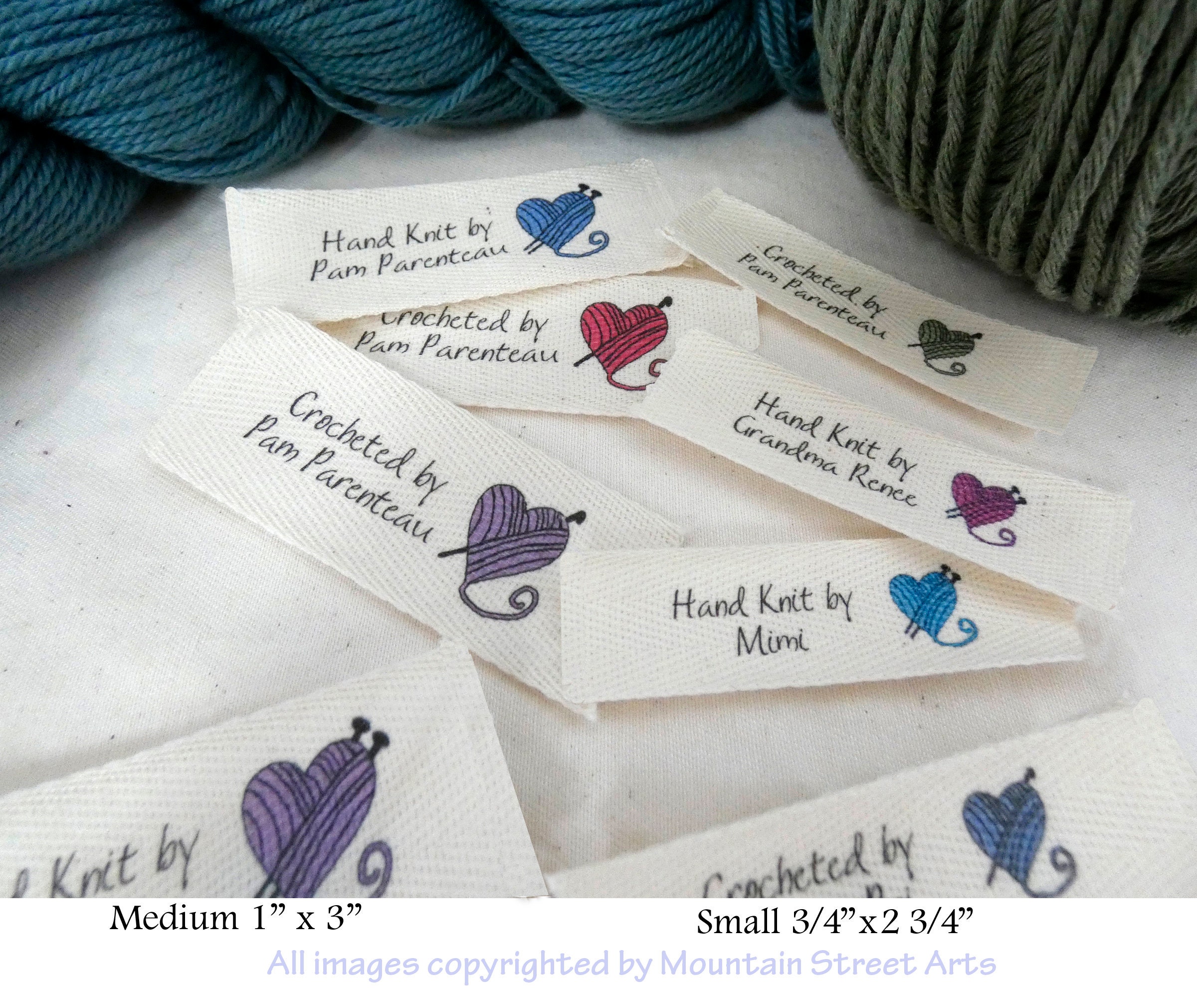 Custom Tags 2.75 X 0.75 Inch for Knits and Crochet, Faux Leather Labels for Handmade  Items, Leather Tags With Rivets, Tags for Knitted Hats 