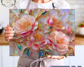 May include: A rectangular decorative panel featuring a floral design with large, pink and peach-colored flowers, green leaves, and sparkling embellishments. The panel has the text "Sip & Style" and "Ship Fast".