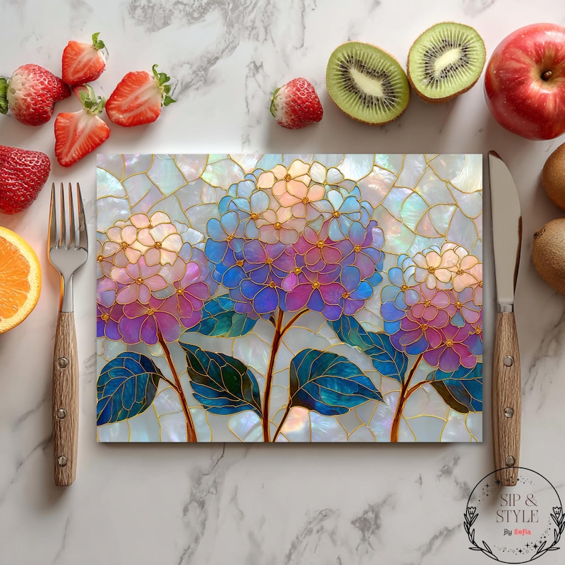 SipAndStylebySofia Hydrangea Cutting Board