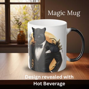 Elegant Panther with Cigar Magic mug, Cigar mug, Cigar cup, Dad gift, Gift idea, Christmas gift, Gift for Dad, Cigar lovers, Smokers mug