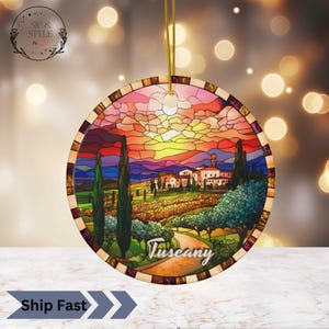 Tuscany Italy Ornament: Faux Stained Glass Travel Souvenir