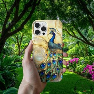 Peacock Stained Glass PRINT Jewel Phone Case, iPhone Samsung Case, Vintage Phone case, Nature bird lovers gift, Unique luxury phone case
