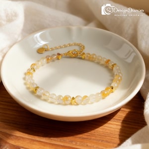 Original Citrine Bracelet, Yellow Minimalist Bracelet, Energy Bracelet Gifts for Her, Abundant Gift