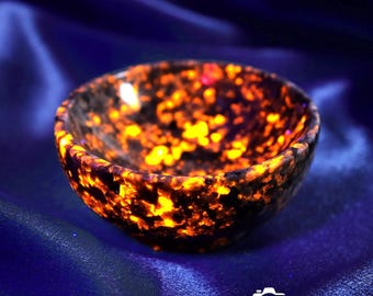 Cuenco de cristal de yooperlita / Reactivo a los rayos UV, piedra de fuego fluorescente, regalo de decoración para el hogar que promueve la sanación y la transformación de la verdad.