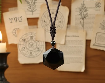 Black Obsidian Hexagonal Pendant Necklace:  Protection, Removing Negative Energy, Grounding