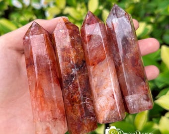 Fire Quartz Tower Point | Natural Hematoid Quartz Obelisk Wand, Energy & Vitality Stone
