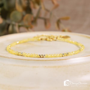 Minimalist Citrine Bracelet, Citrine Delicate Bracelet, Faceted 2mm Beaded Bracelet, Yellow Dainty Bracelet Energy Bracelet Gifts for Mother