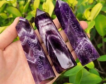 Chevron Amethyst Tower ,Boost Focus for Exams, Mineral Specimen, Meditation Obelisk, Free Gift Pouch, Exam Stress Relief  Crown Chakra,