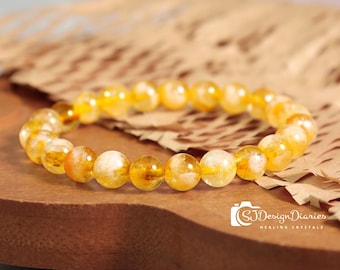 AAA+ Citrine Bracelet,  Attract Wealth and Abundance, Healing Crystal Gifts,  Free Gifts Pouch, Thanksgiving gift