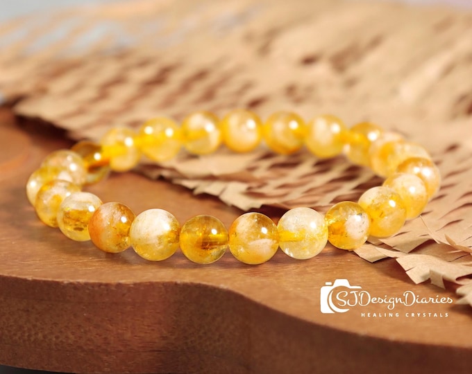 AAA+ Citrine Bracelet |  Attract Wealth and Abundance, Healing Crystal Gifts,  Free Gifts Pouch, Thanksgiving gift, Gift for Her