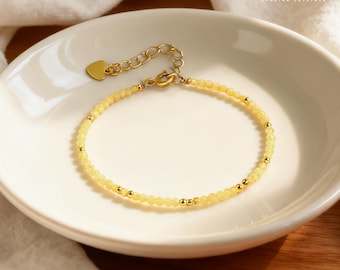 Minimalist Citrine Bracelet, Citrine for Abundance ,Natural Faceted 2mm Beaded ,Citrine for Abundance, Energy Bracelet Gifts for Mother