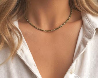Pyrite Choker Necklace - Manifest Abundance, Stone of Wealth & Protection