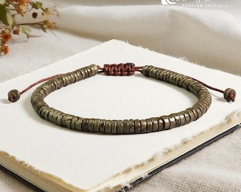 Fülle und Schutz Armband, Fool’s Gold Energie, Reichtum Attraktor, 4 mm Pyrit Armband, Hobo Healing Schmuck