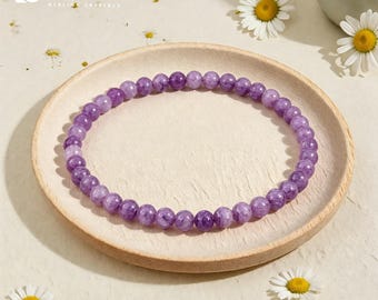 4mm Charoite Beaded Stretch Bracelet | Purple Crystal Mystical Healing Jewelry, Intuition Protection  Stacking Jewelry Gift  for Her