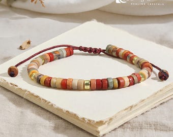 Pulsera de jaspe Red Creek, piedra de la nutrición y la pasión, estabilidad emocional