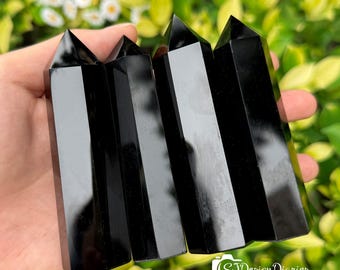 Protection Crystal  | Black Obsidian Obelisk | Black Obsidian Tower | Metaphysical Gift | Home Decor | Free Gift Pouch |Absorb Negativity