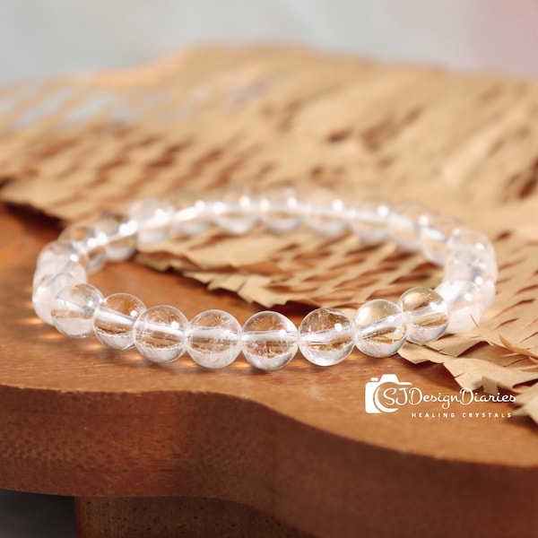 AAA + Grade Bergkristall Armband, Reinigung und Ausgleich der Energie, Verbesserung der inneren Stärke, 8 mm Perle