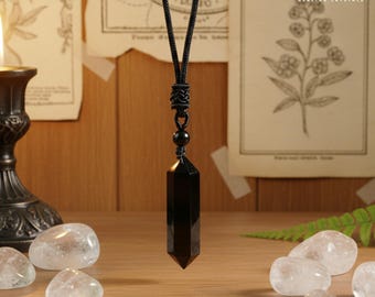 Naszyjnik z obsydianową strzałą w kształcie sześciokąta: talizman czarownicy na Halloween, amulet ochronny, prezent dla Skorpiona