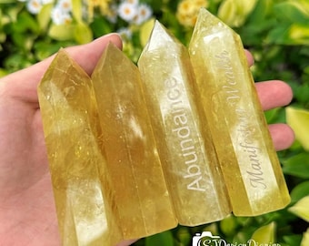 Natural Citrine Quartz Tower, Yellow Crystal Obelisks, Elevate Your Space with Positive Energy, Hustlers' "Wealth Magnet", Boost Confidence
