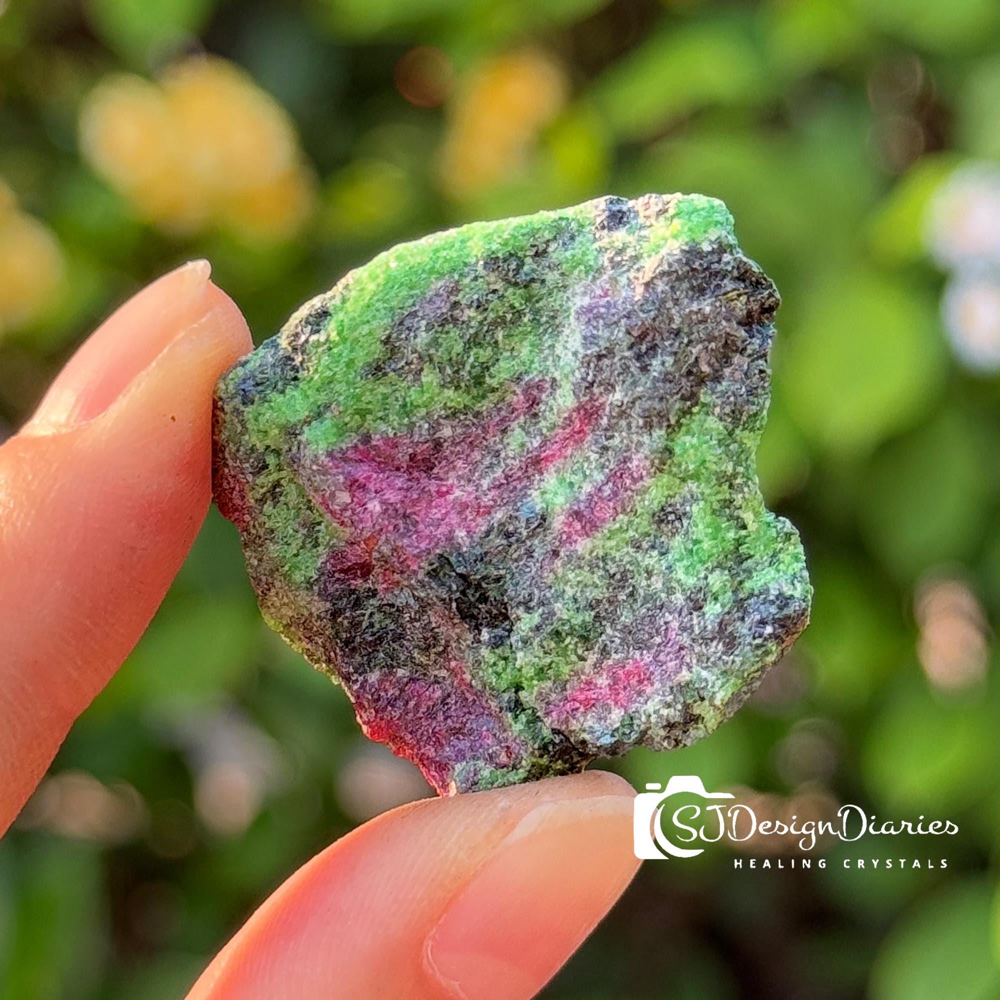 AAA+ Raw Ruby in Zoisite , Rough Ruby Zoisite Stone, Raw Anyolite Stone, Healing Crystal, Heal Heartbreak,Ruby Fluorescent under UV Light!