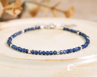 Blue Sapphire Bracelet: September Birthstone, Unique Boho Luxury Energy