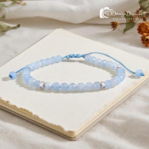 Faceted Aquamarine Bracelet: March Birthstone Healing Crystal Jewelry