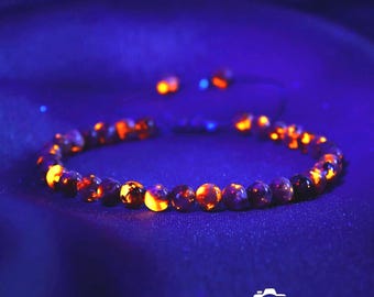 Yooperlite Bracelet, 4mm Beads, Glows Under UV Light! Michigan Sodalite Stone, Fluorescent Rock Jewelry, Christmas Gift