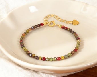 Dainty Bloodstone Bracelet, Delicate Bloodstone Faceted Bracelet, Minimalist Protection Gift