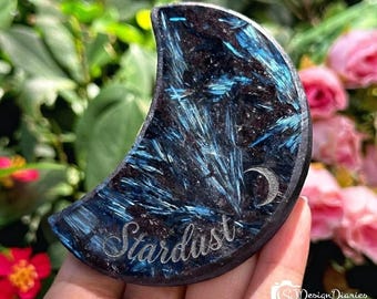 Arfvedsonite Moon Shape Stone, Astrophyllite Worry Stone,  Healing Crystal ,Energy Reiki Stone