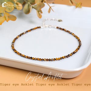 Tiger&#39;s Eye Anklet: Adjustable Gemstone Boho Ankle Bracelet