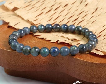 Cat's Eye Labradorite  Bracelet - Shimmering Blue Flash Stone, Aura Protection, ,7mm Beads